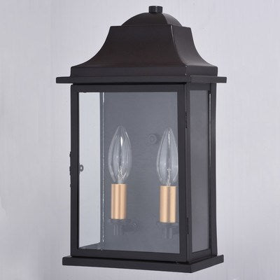 7.5 in.W Outdoor Wall Light Oil Burnished Bronze with Light Gold