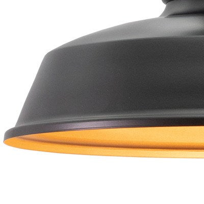 12 in. W Outdoor Semi-Flush Mount Dark Bronze with Light Gold