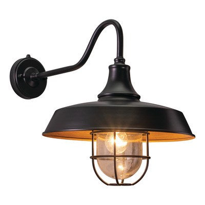 15 in. Outdoor Wall Light w Caged Clear Glass Dark Bronze/Light Gold by Vaxcel International