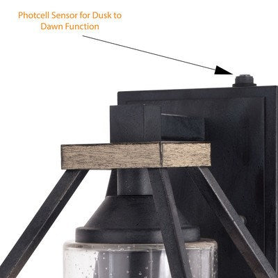 6.25-in. Outdoor Wall Light Forged Black and Rustic Elm