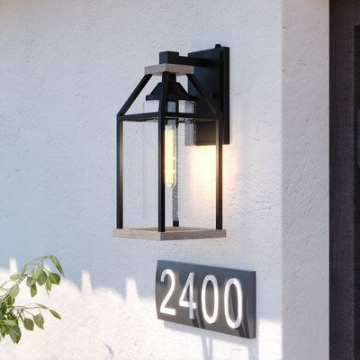 6.25-in. Outdoor Wall Light Forged Black and Rustic Elm
