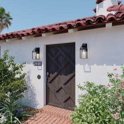 6.25-in. Outdoor Wall Light Forged Black and Rustic Elm