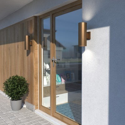 14.25-in.H Outdoor Wall Light Warm Brass