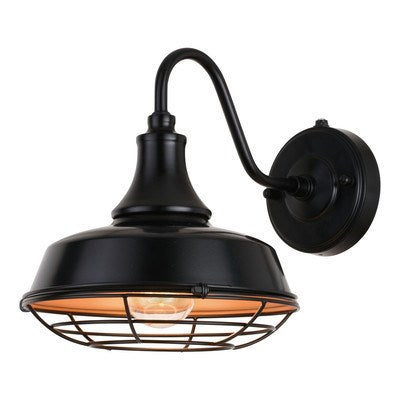9-in. Outdoor Cage Wall Light Dark Bronze and Light Gold by Vaxcel International