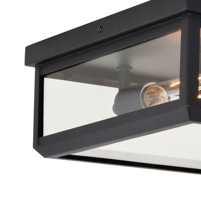 12-in. 2 Light Flush Mount Textured Black