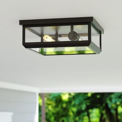 12-in. 2 Light Flush Mount Textured Black