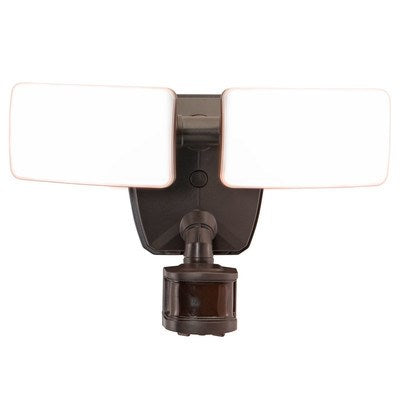 2 Light LED Outdoor Motion Sensor Security Flood Light Bronze