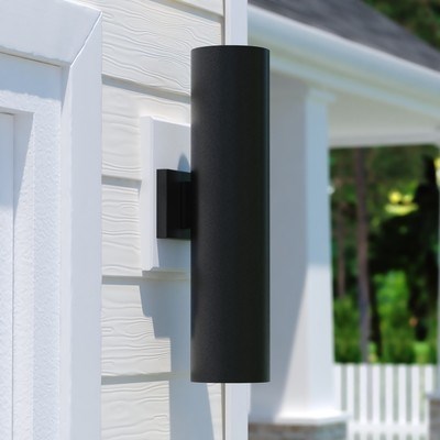 2 Light 20-in.H Outdoor Wall Light Textured Black