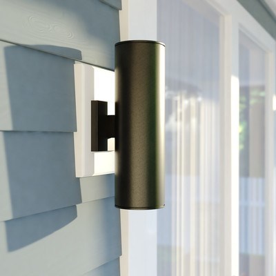 2 Light 14.25-in.H Dusk to Dawn Outdoor Wall Light Textured Black