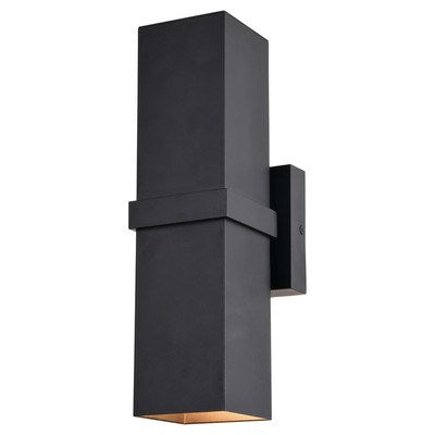 14-in. H 2 Light Outdoor Wall Light Textured Black by Vaxcel International