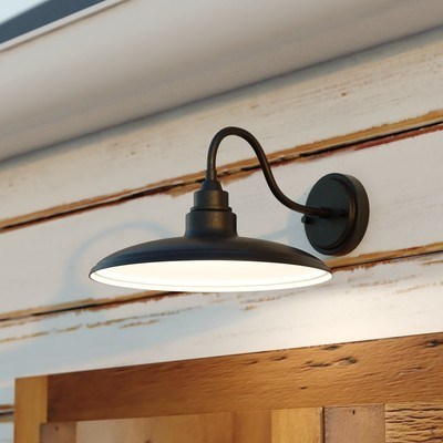 13-in. LED Outdoor Wall Light Textured Black and Glossy White