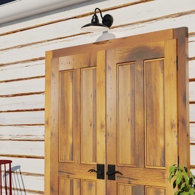 10-in. LED Outdoor Wall Light Textured Black and Glossy White