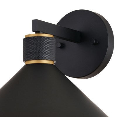 10-in Outdoor Wall Light Matte Black and Gold