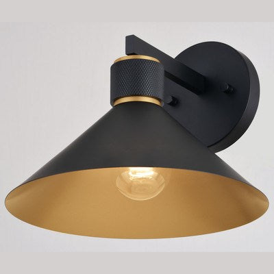 10-in Outdoor Wall Light Matte Black and Gold