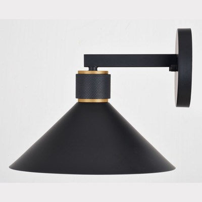 10-in Outdoor Wall Light Matte Black and Gold