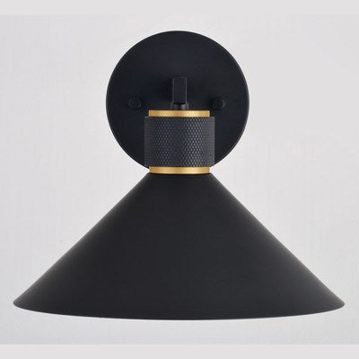 10-in Outdoor Wall Light Matte Black and Gold