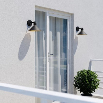10-in Outdoor Wall Light Matte Black and Gold