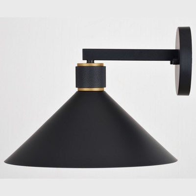 12-in Outdoor Wall Light Matte Black and Gold