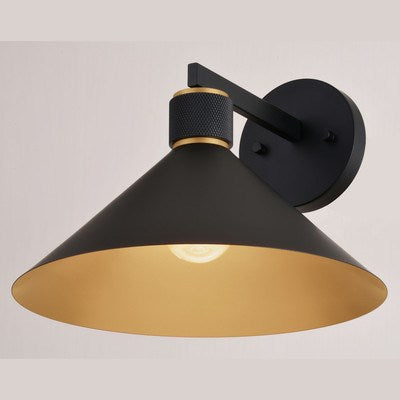 12-in Outdoor Wall Light Matte Black and Gold