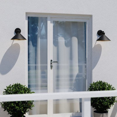 12-in Outdoor Wall Light Matte Black and Gold