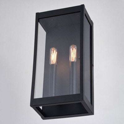 7.5-in. 2 Light Outdoor Wall Light Textured Black