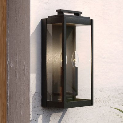 7.5-in. 2 Light Outdoor Wall Light Textured Black