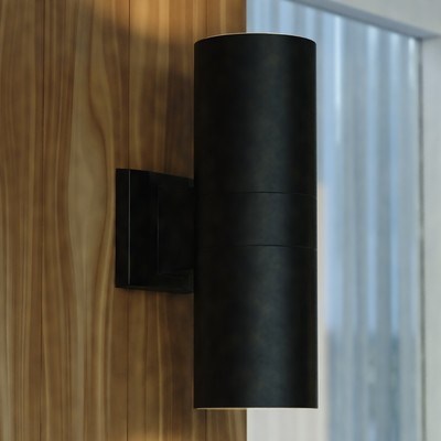 LED 2 Light 13-in. H Outdoor Wall Light Textured Black