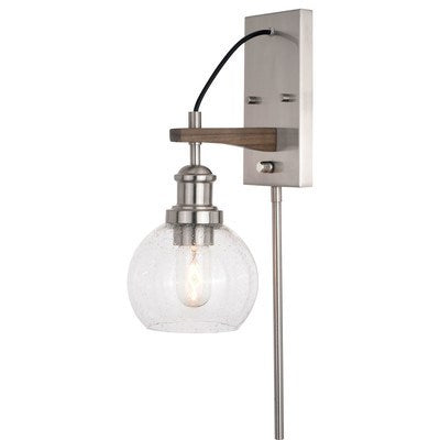 Wall Light Satin Nickel and Dark Sycamore by Vaxcel International