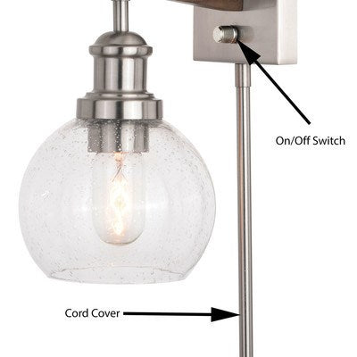 Wall Light Satin Nickel and Dark Sycamore