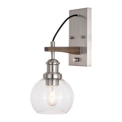 Wall Light Satin Nickel and Dark Sycamore