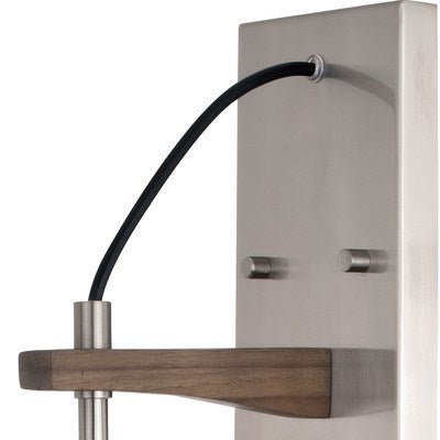 Wall Light Satin Nickel and Dark Sycamore