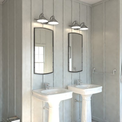 2 Light Vanity Satin Nickel and Matte White