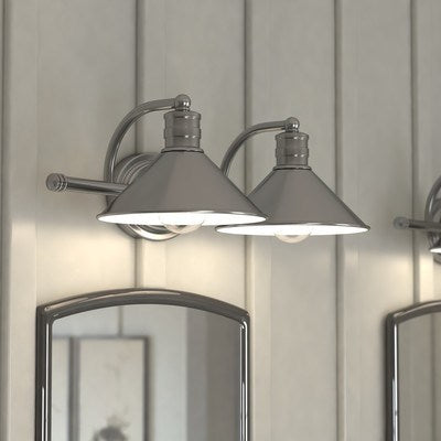 2 Light Vanity Satin Nickel and Matte White