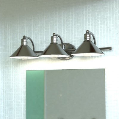3 Light Vanity Satin Nickel and Matte White