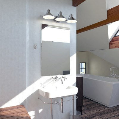 3 Light Vanity Satin Nickel and Matte White