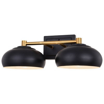 2 Light Vanity Matte Black and Satin Brass by Vaxcel International