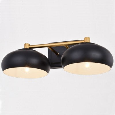 2 Light Vanity Matte Black and Satin Brass