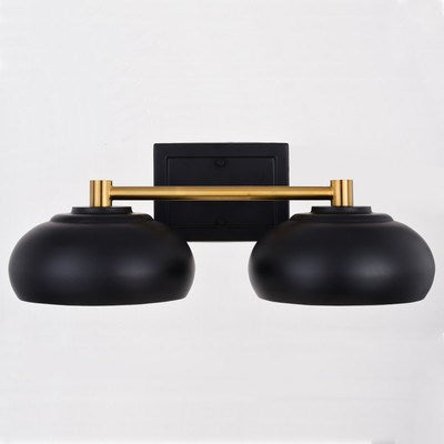 2 Light Vanity Matte Black and Satin Brass