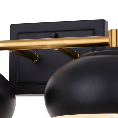 2 Light Vanity Matte Black and Satin Brass