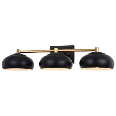3 Light Vanity Matte Black and Satin Brass by Vaxcel International
