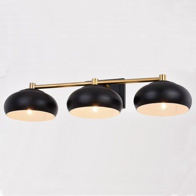 3 Light Vanity Matte Black and Satin Brass