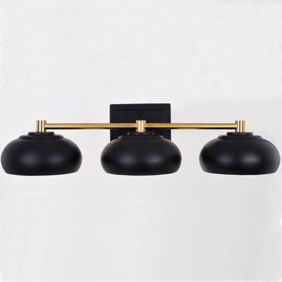 3 Light Vanity Matte Black and Satin Brass