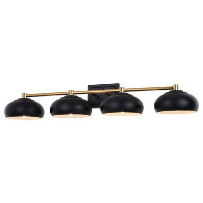 4 Light Vanity Matte Black and Satin Brass by Vaxcel International