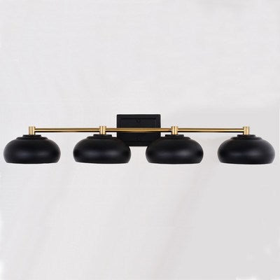 4 Light Vanity Matte Black and Satin Brass