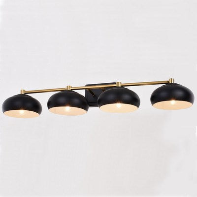 4 Light Vanity Matte Black and Satin Brass