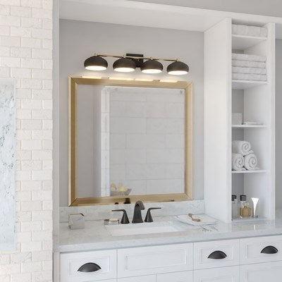 4 Light Vanity Matte Black and Satin Brass