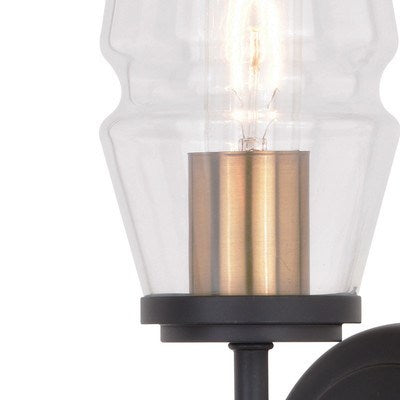 1 Light Wall Light Matte Black and Brushed Brass
