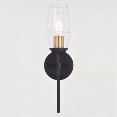1 Light Wall Light Matte Black and Brushed Brass