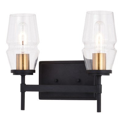 2 Light Vanity Light Matte Black and Brushed Brass by Vaxcel International
