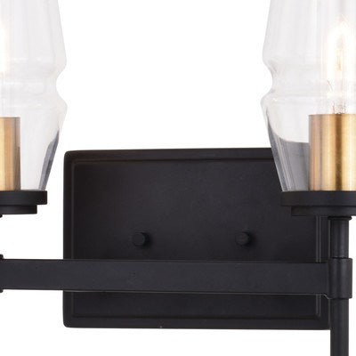 2 Light Vanity Light Matte Black and Brushed Brass